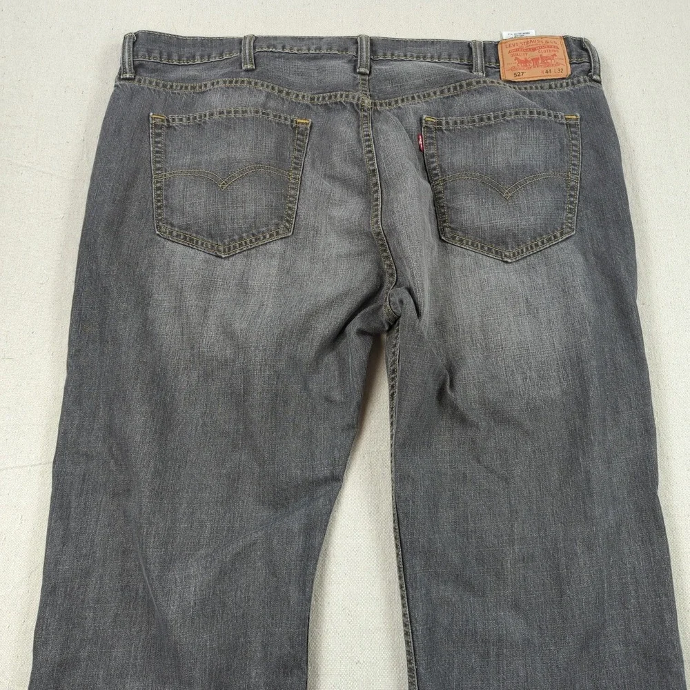 Levis Jeans Mens 44x28* Gray 527‎ Boot Cut Western Cowboy Faded Hemmed